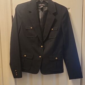 New York & Company Black Blazer with Gold Buttons